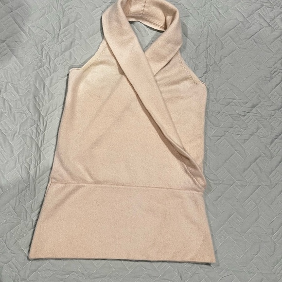 White + Warren Tops - White + Warren 100% Cashmere Sleeveless Knit Top Beige Halter Neck Women’s